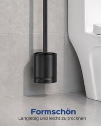 Perie de WC din silicon HAMITOR cu suport din oțel inoxidabil - Negru, montare pe perete 2