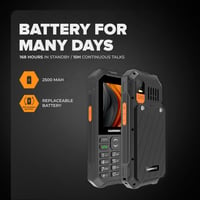 Mobilný telefón Hammer 6 LTE s tlačidlami – batéria 2500 mAh, pohotovostný režim 7 dní, SOS tlačidlo, baterka, VoLTE, IP68, odolnosť pri páde z 1,5 m, 2,4-palcový displej 5