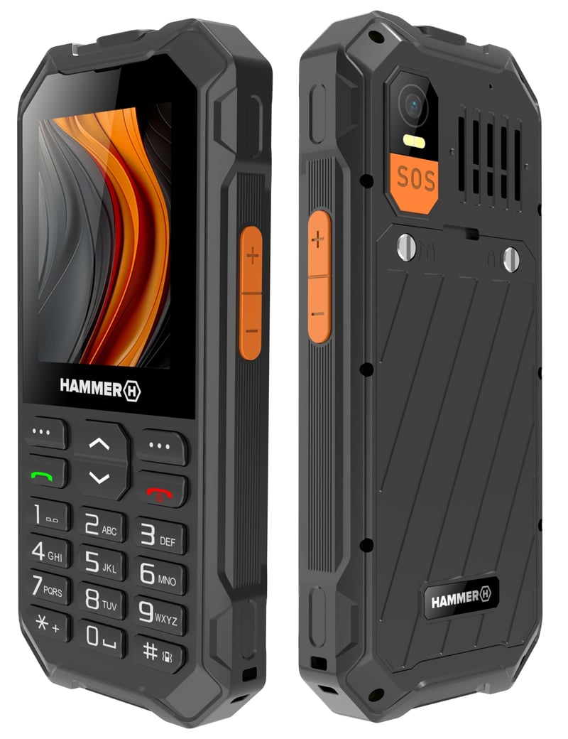 Mobilný telefón Hammer 6 LTE s tlačidlami – batéria 2500 mAh, pohotovostný režim 7 dní, SOS tlačidlo, baterka, VoLTE, IP68, odolnosť pri páde z 1,5 m, 2,4-palcový displej