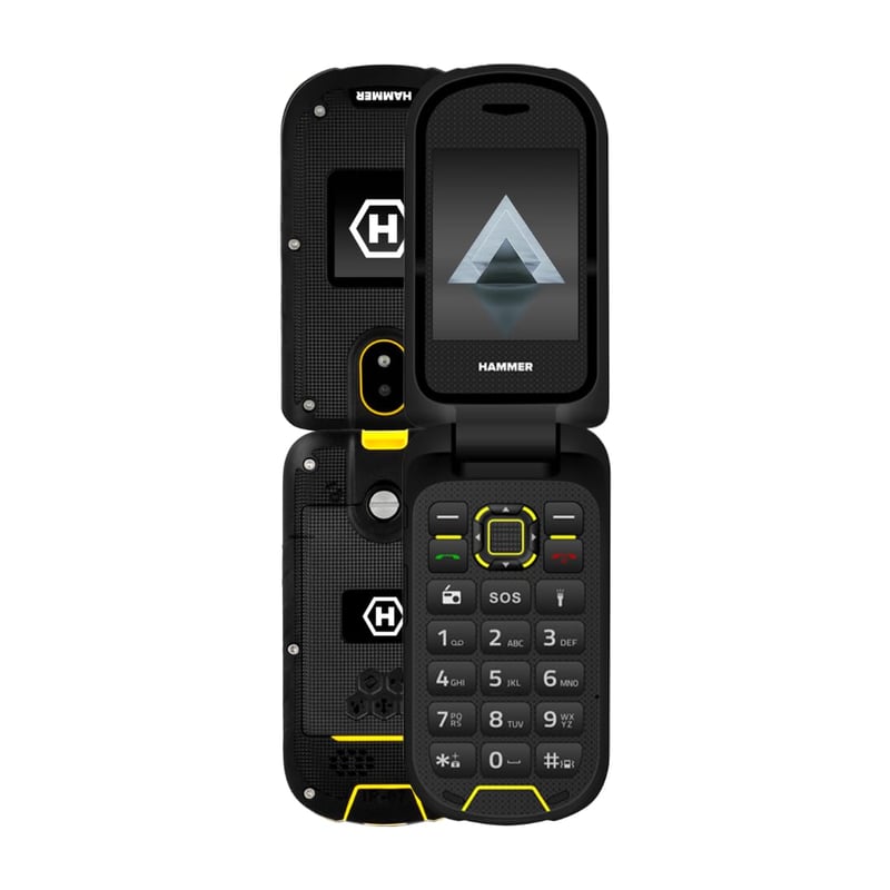 Smartphone Hammer DIG LTE 4G Flip Deblocat - Pliabil, 2 Ecrane, Dual SIM, Rezistent la apă IP68, 1200 mAh, 4G/LTE