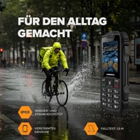 Mobilný telefón Hammer H Basalt Outdoor čierny, 2,4" displej, IP68 vodotesný, nárazuvzdorný, 1800 mAh batéria, Dual SIM, baterka, Bluetooth, tlačidlový 2