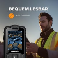 Mobilný telefón Hammer H Basalt Outdoor čierny, 2,4" displej, IP68 vodotesný, nárazuvzdorný, 1800 mAh batéria, Dual SIM, baterka, Bluetooth, tlačidlový 4