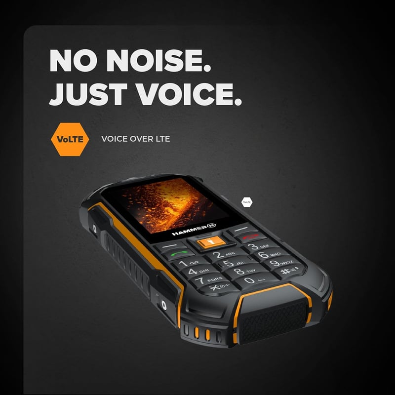 Hammer H Boost 2 LTE IP68 Robusztus Mobiltelefon Nagyobb Gombokkal, Fekete/Narancs