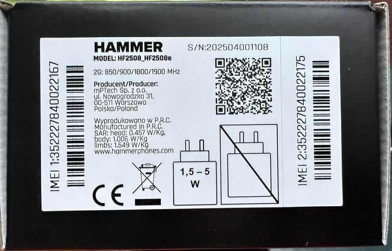 Hammer H Forge Outdoor Mobiltelefon Dual SIM, 2300 mAh, IP68, Fekete - Forge 2G