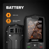 Odolný mobilný telefón Hammer H Rock LTE, neblokovaný, batéria 3000 mAh, 64 GB, 2,4-palcový IPS displej, veľké tlačidlá, SOS tlačidlo, baterka, FM rádio 4