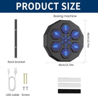 HAMON Zenés Boksz Gép Bluetooth Kapcsolattal, Falra Szerelhető LED Világítással, Intelligens Ütőpárna Kesztyűvel Gyerekeknek és Felnőtteknek 7