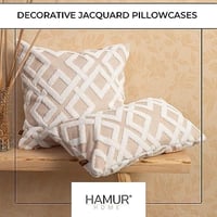 HAMUR HOME Mila súprava obliečok na vankúše 2 ks 45x45 cm boho dekoratívne obliečky na vankúše na pohovku do obývačky a spálne béžové 3