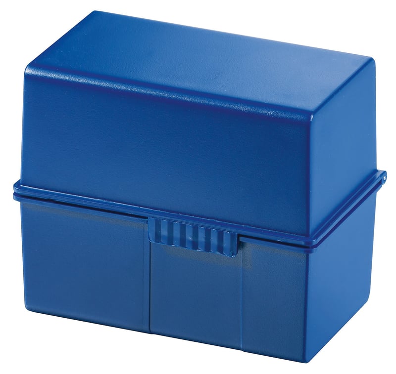 Cutie pentru fișe HAN 976, format A6, orientare peisaj - pentru 400 de fișe, cu balama din oțel și închizătoare, albastru