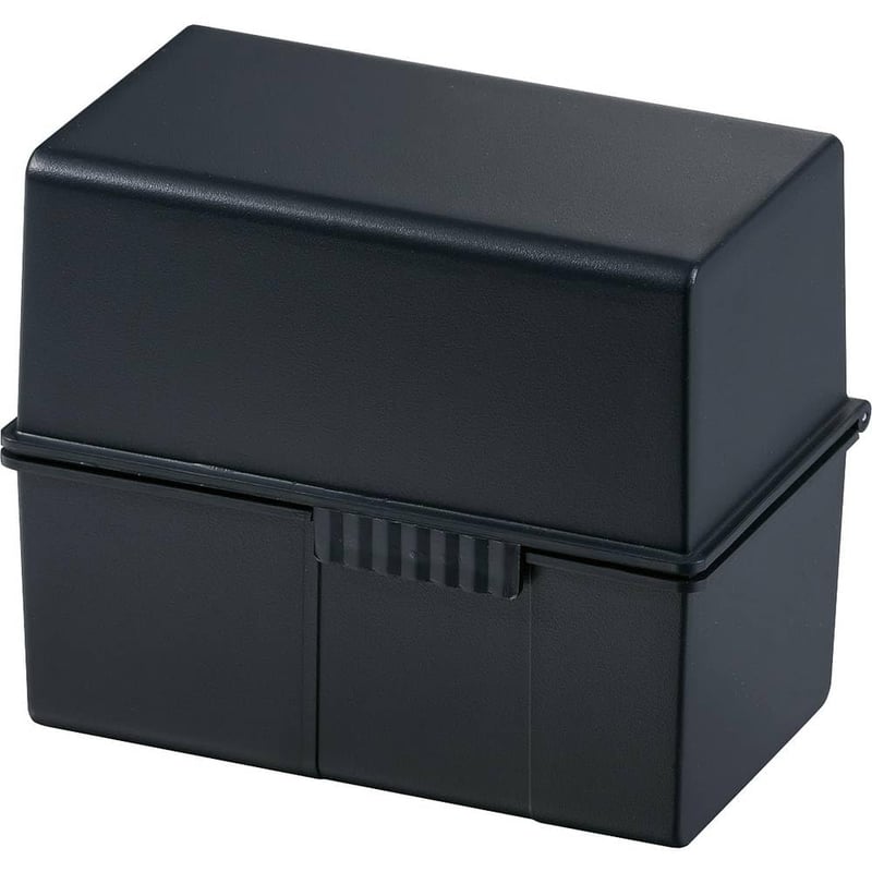 Cutie pentru fișe HAN 977-13, format A7 orizontal – 300 de fișe, balama din oțel, închidere cu clic, negru