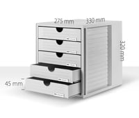 HAN SYSTEMBOX 1450-11 Stolový zásuvkový organizér na dokumenty s 5 zásuvkami, DIN C4 — na jednej zo zásuviek je odlomený malý kúsok (stav: pozri 2. obrázok) 4