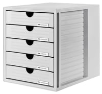 HAN SYSTEMBOX 1450-11 Stolový zásuvkový organizér na dokumenty s 5 zásuvkami, DIN C4 — na jednej zo zásuviek je odlomený malý kúsok (stav: pozri 2. obrázok) 1