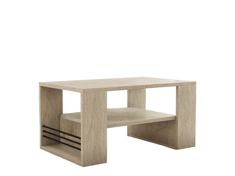 Măsuță de cafea Hanah Home, aspect travertin, model marmură, 80x50x40 cm, PAL melaminat 18 mm, living modern