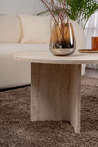 Hanah Home Elegantni stolić za kavu, boja travertina, 119x39,8x60 cm, 100% iverica presvučena melaminom, debljina 18 mm, moderan dizajn mramora 6