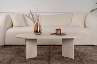 Hanah Home Elegantni stolić za kavu, boja travertina, 119x39,8x60 cm, 100% iverica presvučena melaminom, debljina 18 mm, moderan dizajn mramora 4