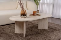 Hanah Home Elegantni stolić za kavu, boja travertina, 119x39,8x60 cm, 100% iverica presvučena melaminom, debljina 18 mm, moderan dizajn mramora 2