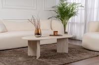 Hanah Home Elegantni stolić za kavu, boja travertina, 119x39,8x60 cm, 100% iverica presvučena melaminom, debljina 18 mm, moderan dizajn mramora 8