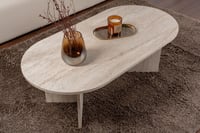 Hanah Home Elegantni stolić za kavu, boja travertina, 119x39,8x60 cm, 100% iverica presvučena melaminom, debljina 18 mm, moderan dizajn mramora 5