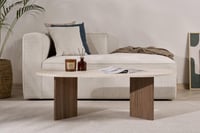 Hanah Home Moderni stolić za kavu 119x60x40 cm, boja travertina i oraha, iverica presvučena 100% melaminom debljine 18 mm, suvremeni dizajn za dnevni boravak 4