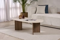 Hanah Home Moderni stolić za kavu 119x60x40 cm, boja travertina i oraha, iverica presvučena 100% melaminom debljine 18 mm, suvremeni dizajn za dnevni boravak 8