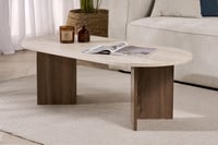 Hanah Home Moderni stolić za kavu 119x60x40 cm, boja travertina i oraha, iverica presvučena 100% melaminom debljine 18 mm, suvremeni dizajn za dnevni boravak 2