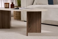 Hanah Home Moderni stolić za kavu 119x60x40 cm, boja travertina i oraha, iverica presvučena 100% melaminom debljine 18 mm, suvremeni dizajn za dnevni boravak 6