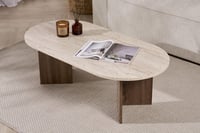 Hanah Home Moderni stolić za kavu 119x60x40 cm, boja travertina i oraha, iverica presvučena 100% melaminom debljine 18 mm, suvremeni dizajn za dnevni boravak 5