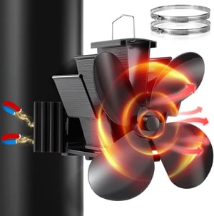 Ventilator magnetic de șemineu Hanaoyo fără electricitate, pentru burlan, cu 2 inele de schimb