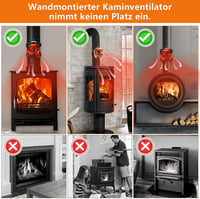 Hanaoyo mágneses kandallóventilátor áram nélkül, kéménycsőre, 2 cseregyűrűvel 7