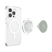 Držiak na telefón PopSockets PopGrip s ručne kresleným motívom srdca, kompatibilný s MagSafe – šalviová/zelená/sivá farba, minimalistický dizajn s motívom srdca 3