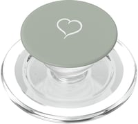 Držiak na telefón PopSockets PopGrip s ručne kresleným motívom srdca, kompatibilný s MagSafe – šalviová/zelená/sivá farba, minimalistický dizajn s motívom srdca 1