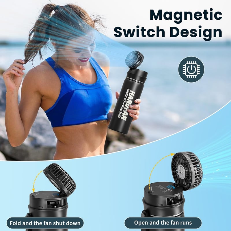 HandFan 710ml rozsdamentes acél termosz palack, szivárgatásmentes sportiváshoz - 710 ml, Black