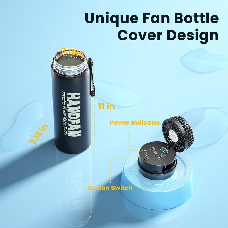 HandFan 710ml rozsdamentes acél termosz palack, szivárgatásmentes sportiváshoz - 710 ml, Black