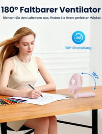 Ventilator de mână HandFan cu baterie de 5200mAh, 20 de ore de funcționare, 3 viteze, pliabil la 180°, ventilator portabil de voiaj 6