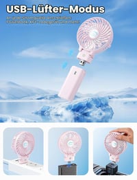 Ventilator de mână HandFan cu baterie de 5200mAh, 20 de ore de funcționare, 3 viteze, pliabil la 180°, ventilator portabil de voiaj 8