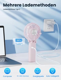 Ventilator de mână HandFan cu baterie de 5200mAh, 20 de ore de funcționare, 3 viteze, pliabil la 180°, ventilator portabil de voiaj 9