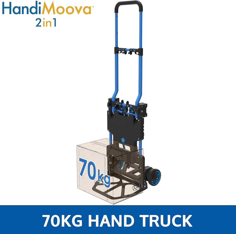 HandiWorld HandiMoova 2in1 Összecsukható Molnárkocsi 70-135kg Teherbírással - Kézikocsivá Alakítható Szállítókocsi Fekete