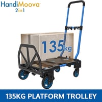 HandiWorld HandiMoova 2in1 Összecsukható Molnárkocsi 70-135kg Teherbírással - Kézikocsivá Alakítható Szállítókocsi Fekete 4