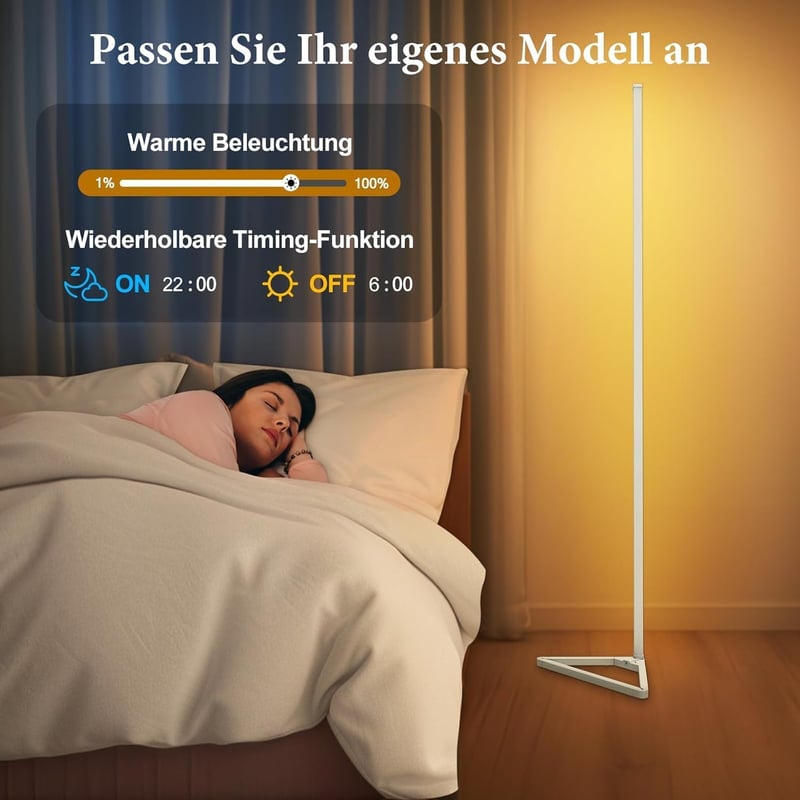 HANDSONIC RGBIC LED állólámpa App vezérléssel, levehető fekete lámpaernyő, 140 cm, 16 mill