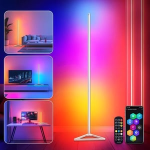 HANDSONIC RGBIC LED állólámpa App vezérléssel, levehető fekete lámpaernyő, 140 cm, 16 mill