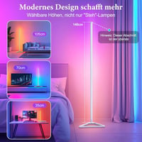 HANDSONIC RGBIC LED állólámpa App vezérléssel, levehető fekete lámpaernyő, 140 cm, 16 mill 5
