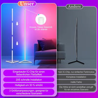 HANDSONIC RGBIC LED állólámpa App vezérléssel, levehető fekete lámpaernyő, 140 cm, 16 mill 2