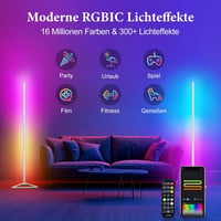 HANDSONIC RGBIC LED állólámpa App vezérléssel, levehető fekete lámpaernyő, 140 cm, 16 mill 3