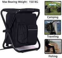 HANERDUN Hordozható Hátizsák Szék Összecsukható Horgász Kemping Szék Hűtőtáskával Fekete Könnyű Outdoor Túrázás Strand 4