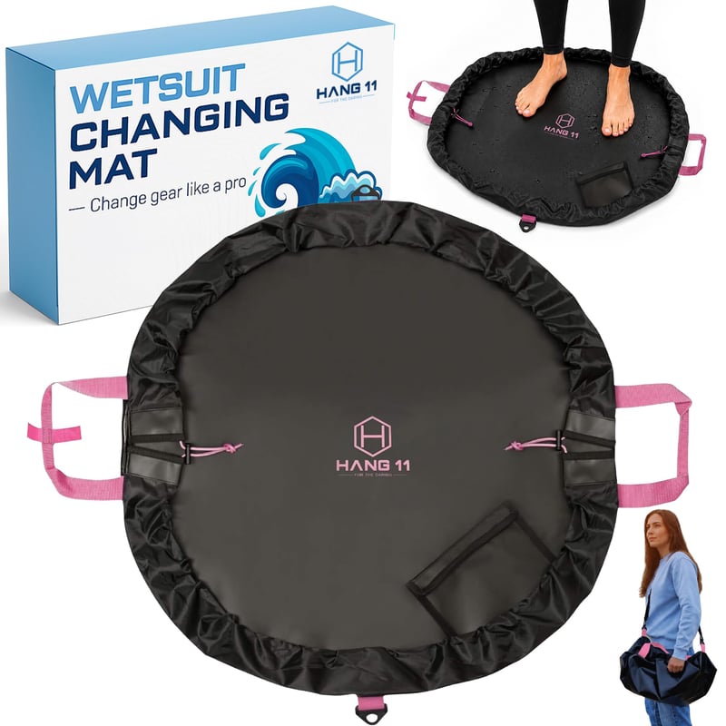 Geantă și Covoraș pentru Schimbat Costum de Neopren Hang 11 Roz – Geantă din Neopren Impermeabil cu Curea de Umăr, Bază pentru Schimbat Echipamentul de Surf, Protejează Mașina și Costumul de Neopren, Accesoriu pentru Surf