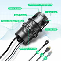 HANNELORE Beépíthető Asztal Konnektor 4 Aljzat 2 USB Vezeték Nélküli Töltés HDMI RJ45 5