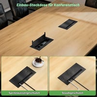 Zabudovateľná stolová zásuvka HANNELORE, 3 zásuvky, 2x USB-C PD 30W, s kovovým krytom a kefovým tesnením, na pracovnú dosku a rokovací stôl, 1,8 m kábel, čierna 5