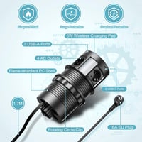 HANNELORE Beépíthető Asztali Elosztó 4 Aljzat 2 USB-C 2 USB-A Vezeték Nélküli Töltés Fekete Munkalapba Konyha 3680W 1.7m Kábel 7