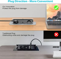 HANNELORE Beépíthető Asztali Konnektor USB-C 20W és USB-A Porttal, Kihúzható Elosztó 2 Aljzat, Alumínium Süllyesztett Konnektor 2500W 9