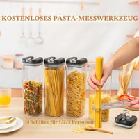 Set 3 cutii Hanobe pentru depozitare etanșă, pentru spaghete și fulgi de porumb, cu capac cu deschidere ușoară, stivuibile, negre 3