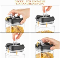 Set 3 cutii Hanobe pentru depozitare etanșă, pentru spaghete și fulgi de porumb, cu capac cu deschidere ușoară, stivuibile, negre 4
